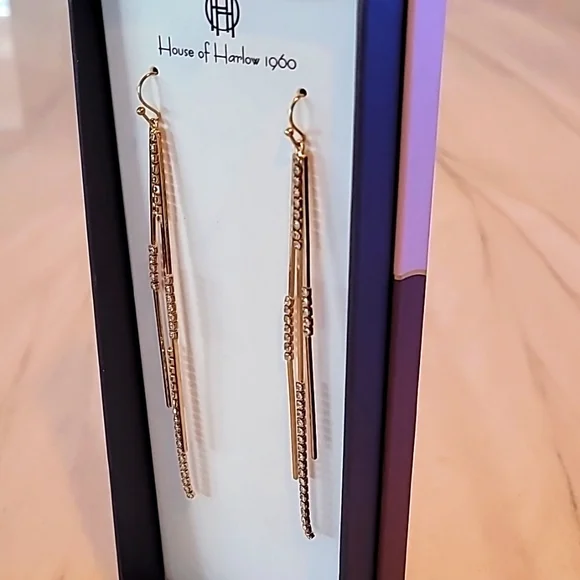 House of Harlow 1960 Gold Dangle Earrings - Picture 2 of 4